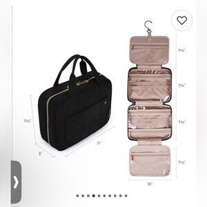 Bagsmart Hanging Travel Organizer with Clear Pockets 8” x 11” Black Quilted